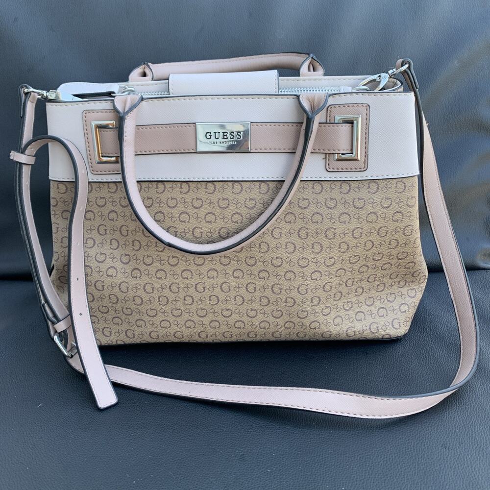 Guess Logo Bag Beige And Brown - Picture 2 of 12